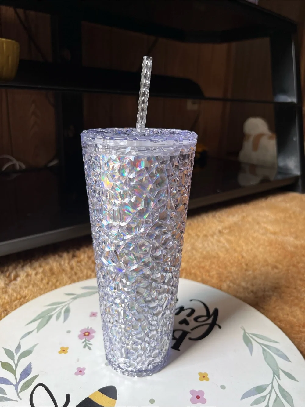 Like new Starbucks 2024 Holiday Gem Crystal Clear Iridescent Cold Tumbler 24oz.